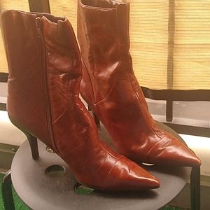 Nine West Pointy Toe  Distressed Leather Boots